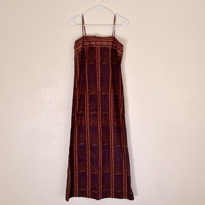 Peruvian Connection cotton ikat maxi dress sleeveless purple red sz 4